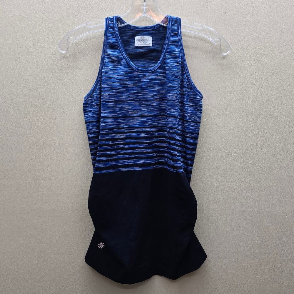 Athleta Activewear Workout Gym Tank Top Performance Sporty Striped Blue Medium